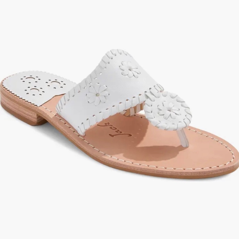 JACK ROGERS Original Jacks Sandal White Leather Women's 7 M